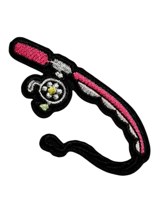 Pink and black fishing pole