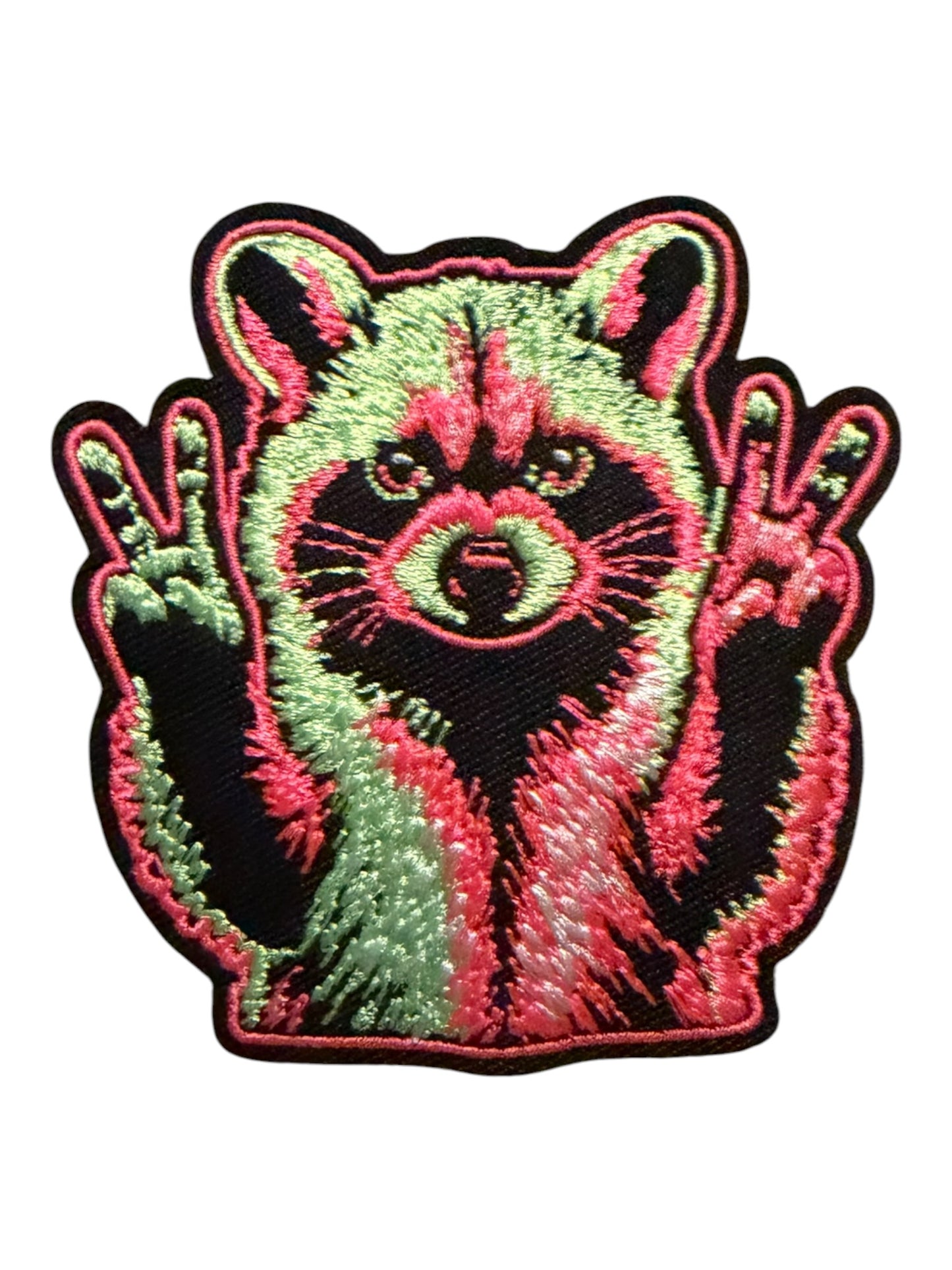 Neon peace raccoon