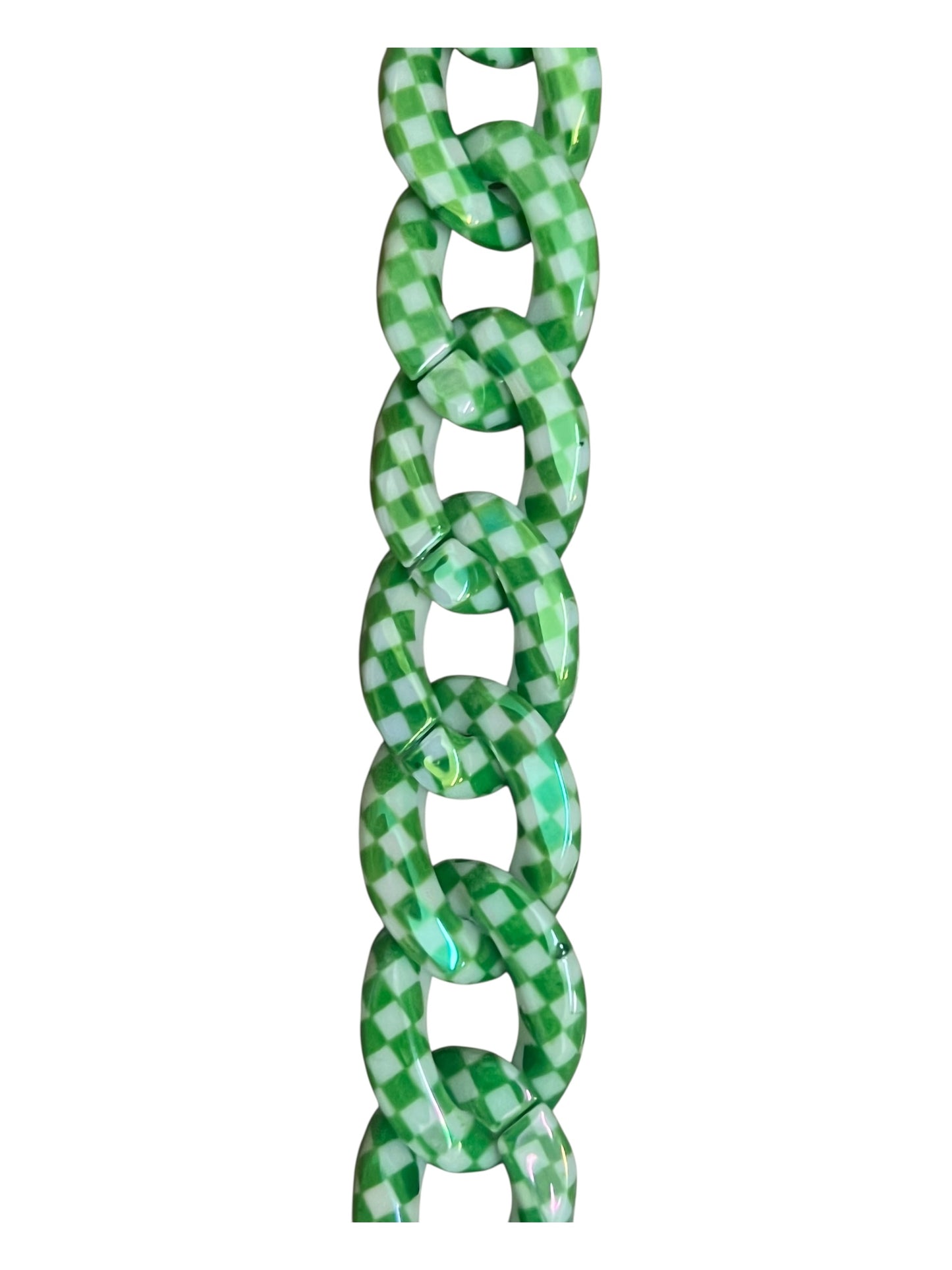 Green and white checkered link hat Chain