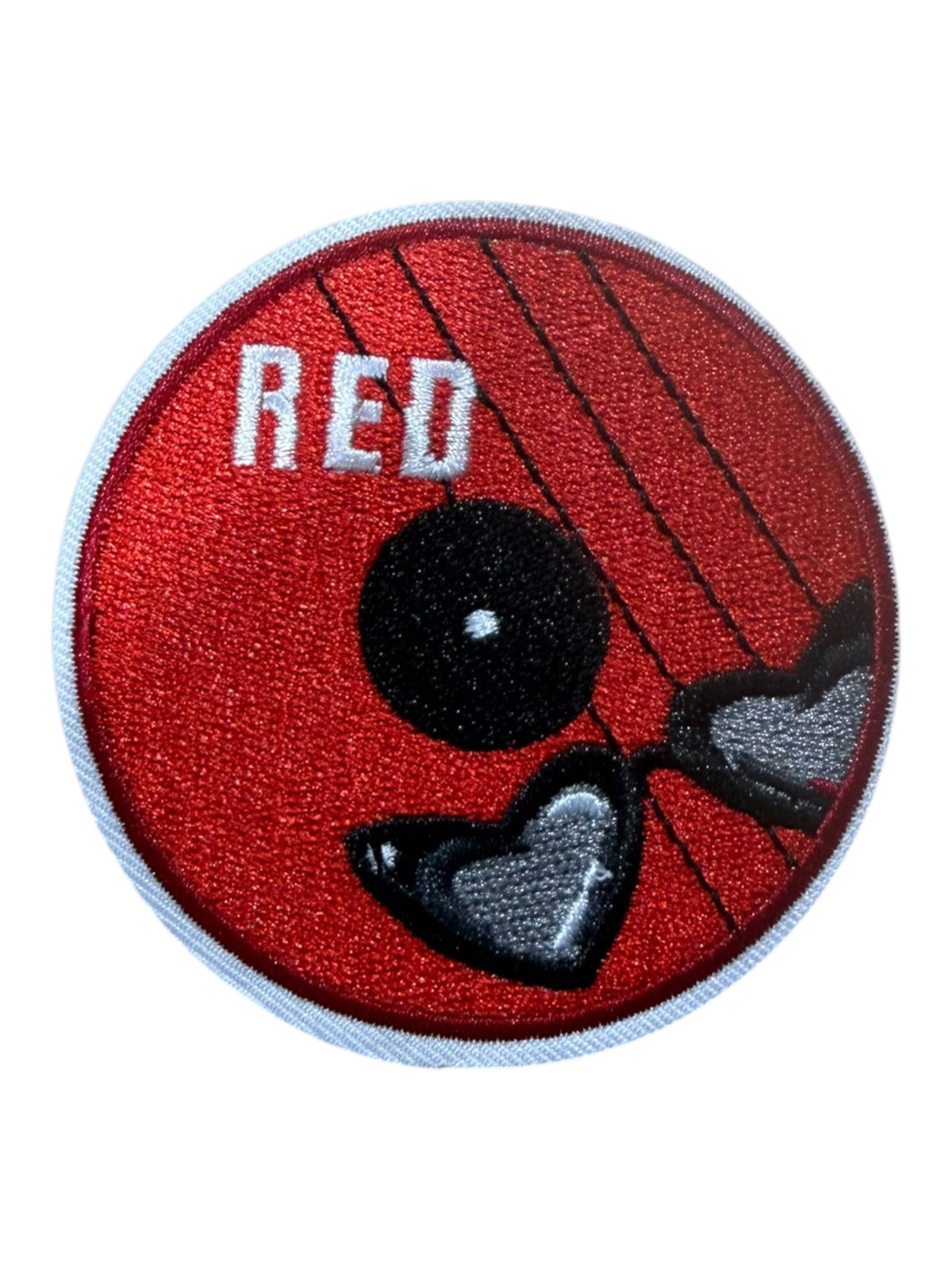 Red a red with heart glasses