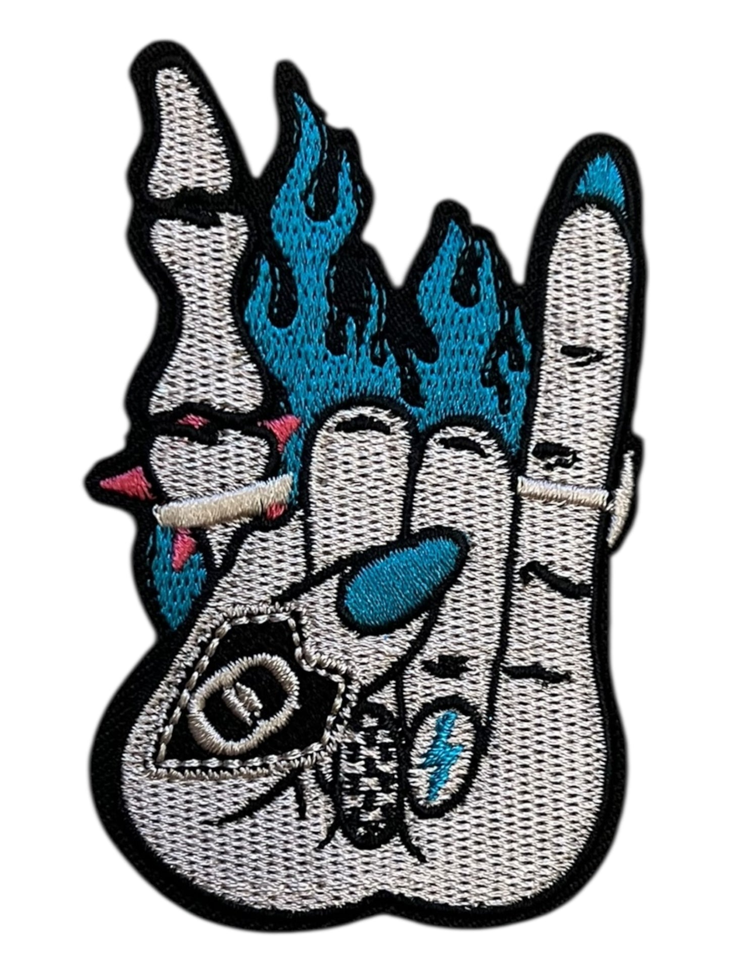 Rock sign turquoise nails hand