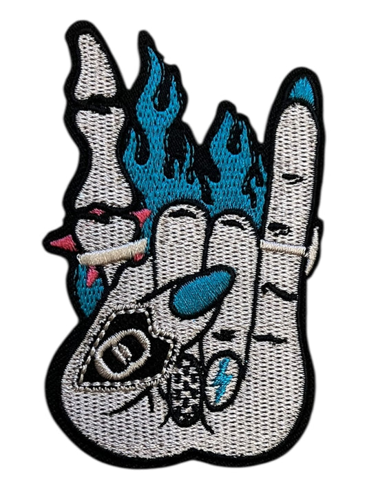 Rock sign turquoise nails hand