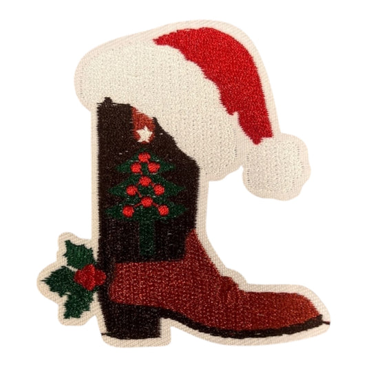 Christmas boot iron on Patch