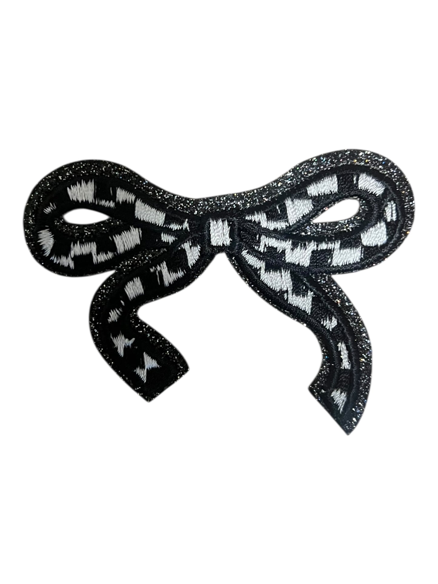 Checkered glitter bow knots