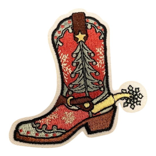 Christmas boot iron on Patch