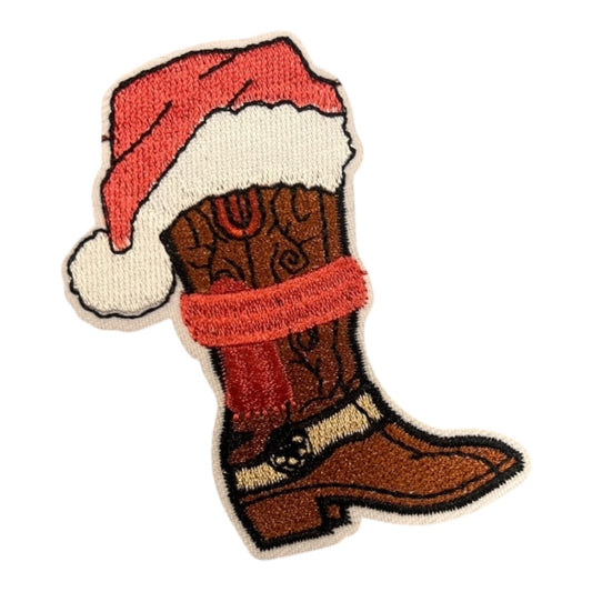 Christmas boot iron on Patch