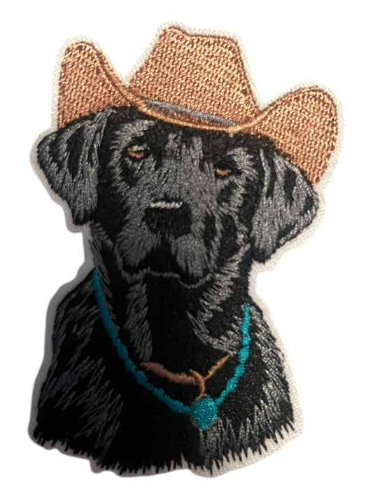 Western Dog With  cowboy hat and turquoise