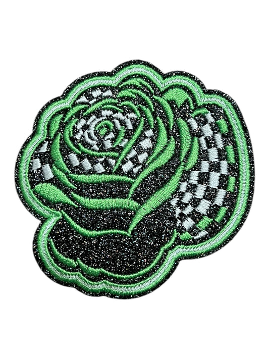 Neon green  checkered Rose