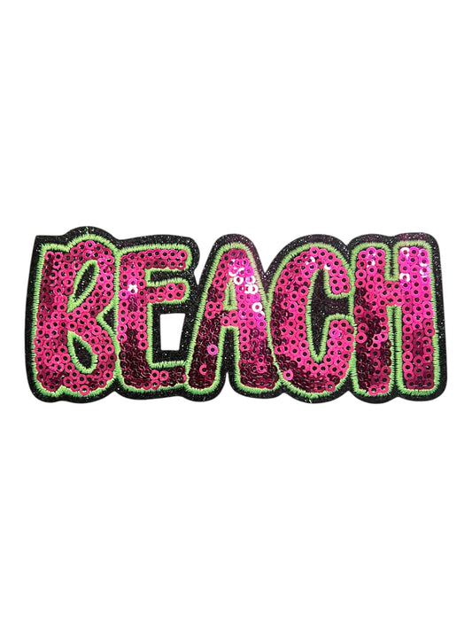 Sequin Beach with neon green outline