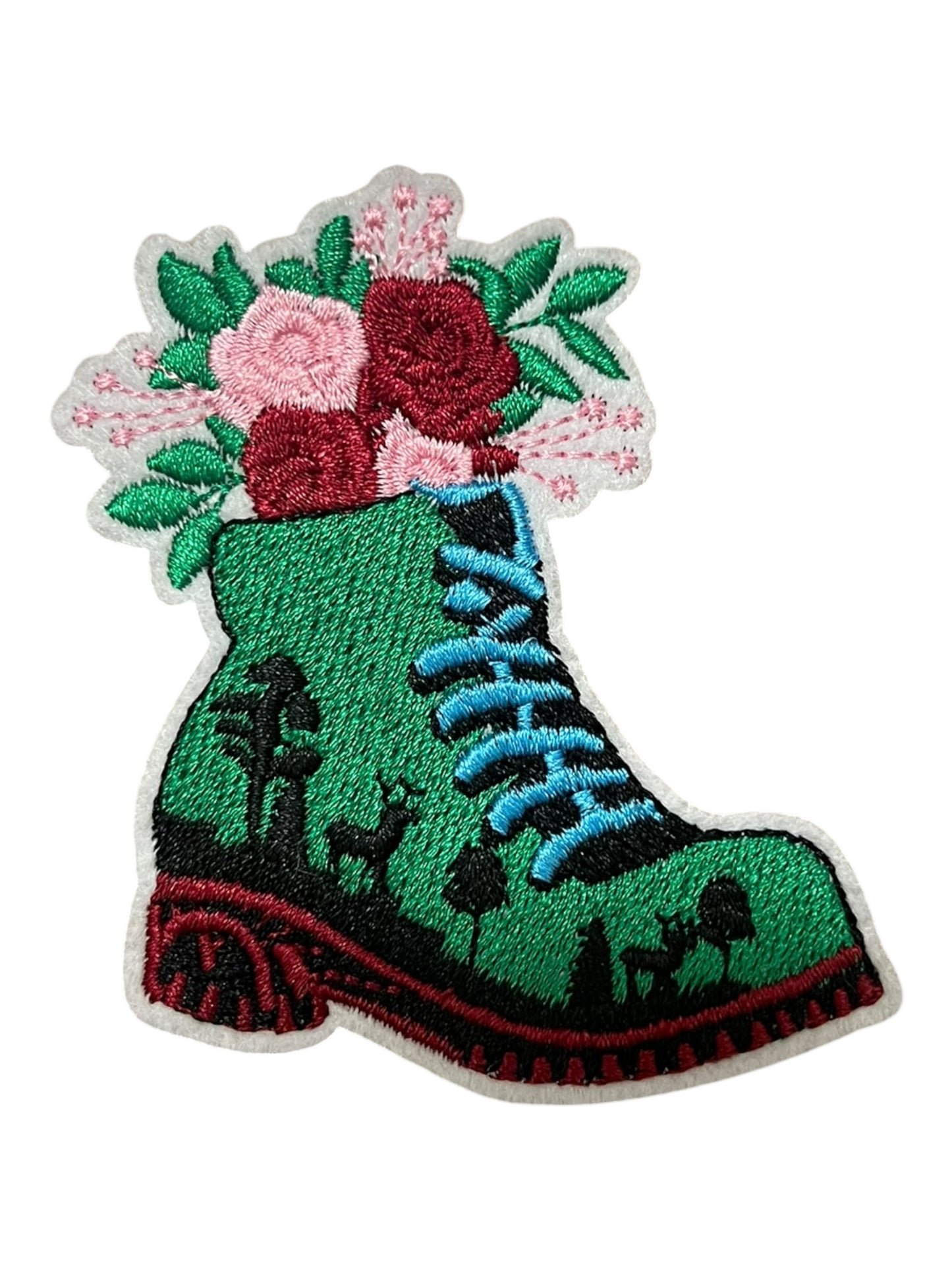 Hiking boot with flowers