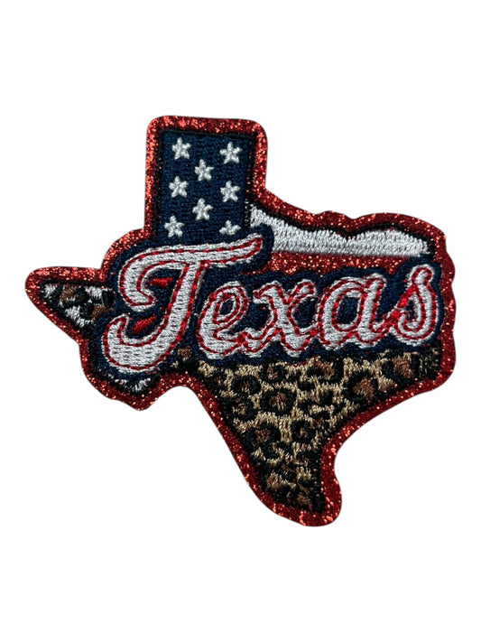 Texas State Red White Blue leopard