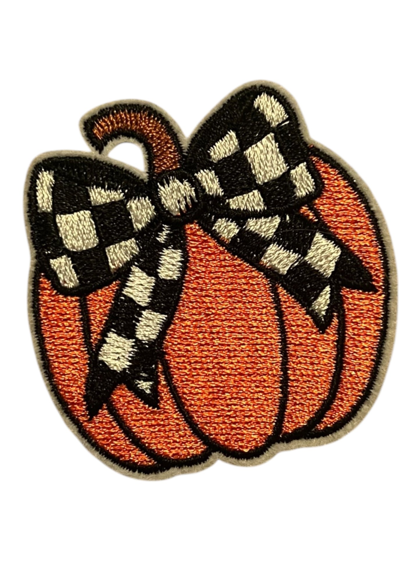 Pumpkin with checkered bow