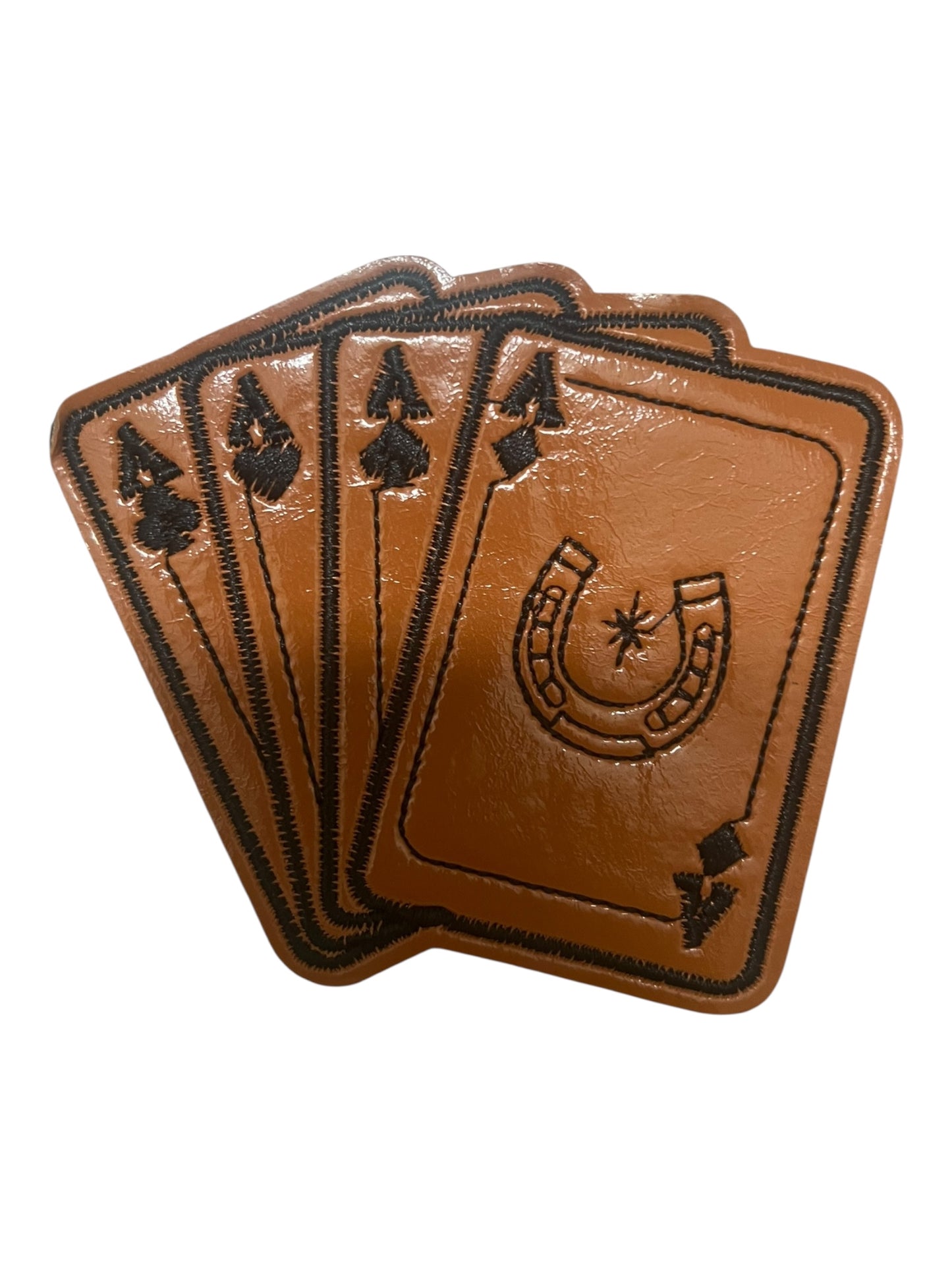 Single ace embroidered leatherette