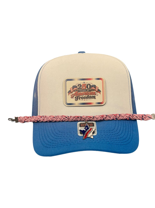 Braided Red White Blue w/ Star charm Hat chain