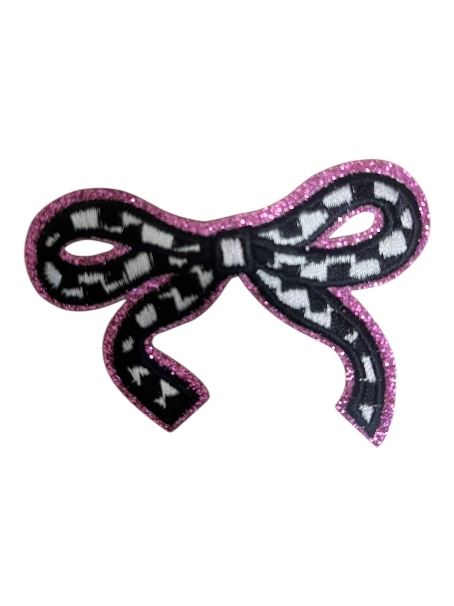 Checkered glitter bow knots