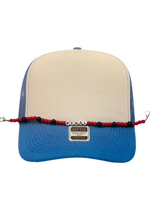 Feral black and red beaded Hat chain