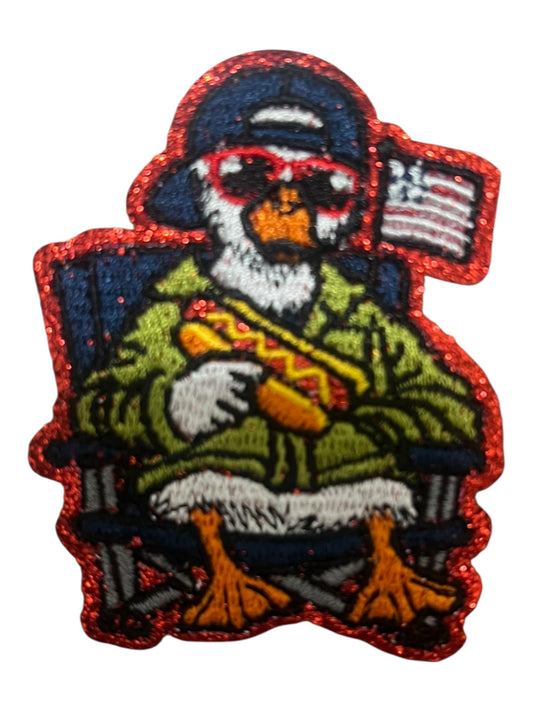 Patriotic eagle with hotdog