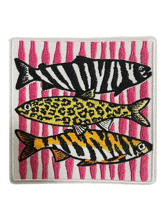 Pink striped 3 fish square