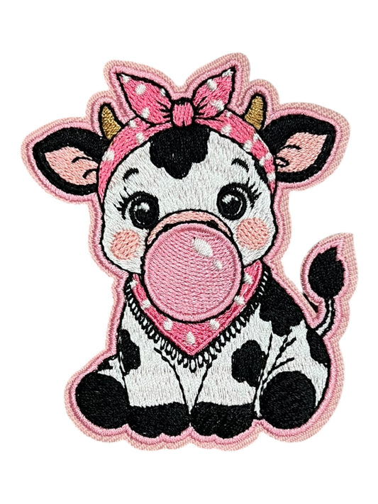 Baby cow  with bubble pink bow