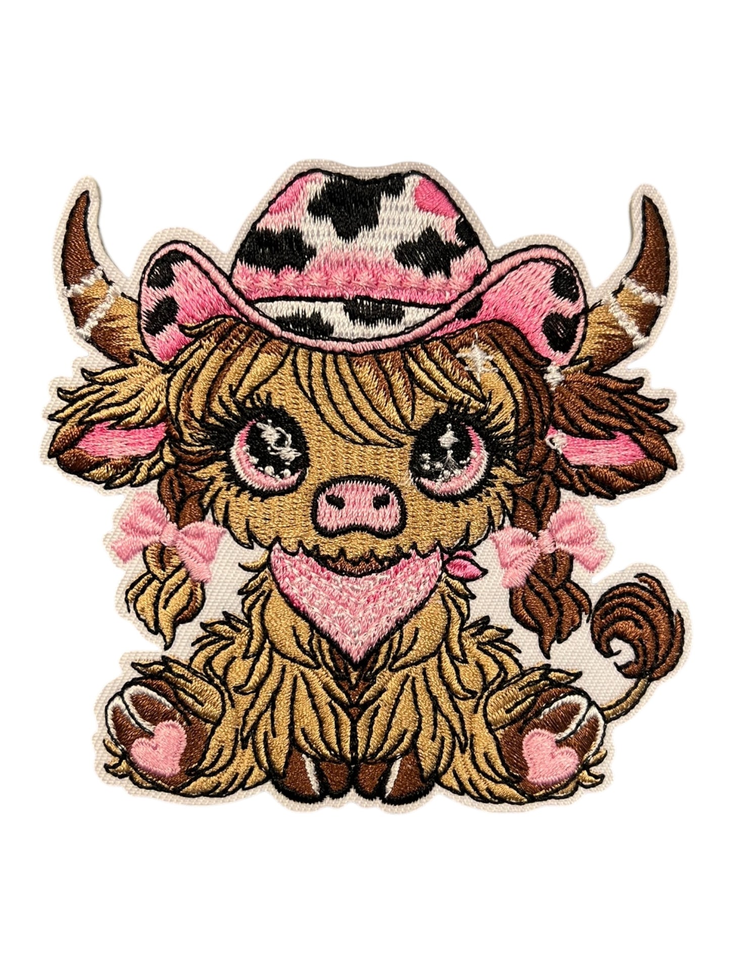 Cowgirl cow  with pink and black accessories