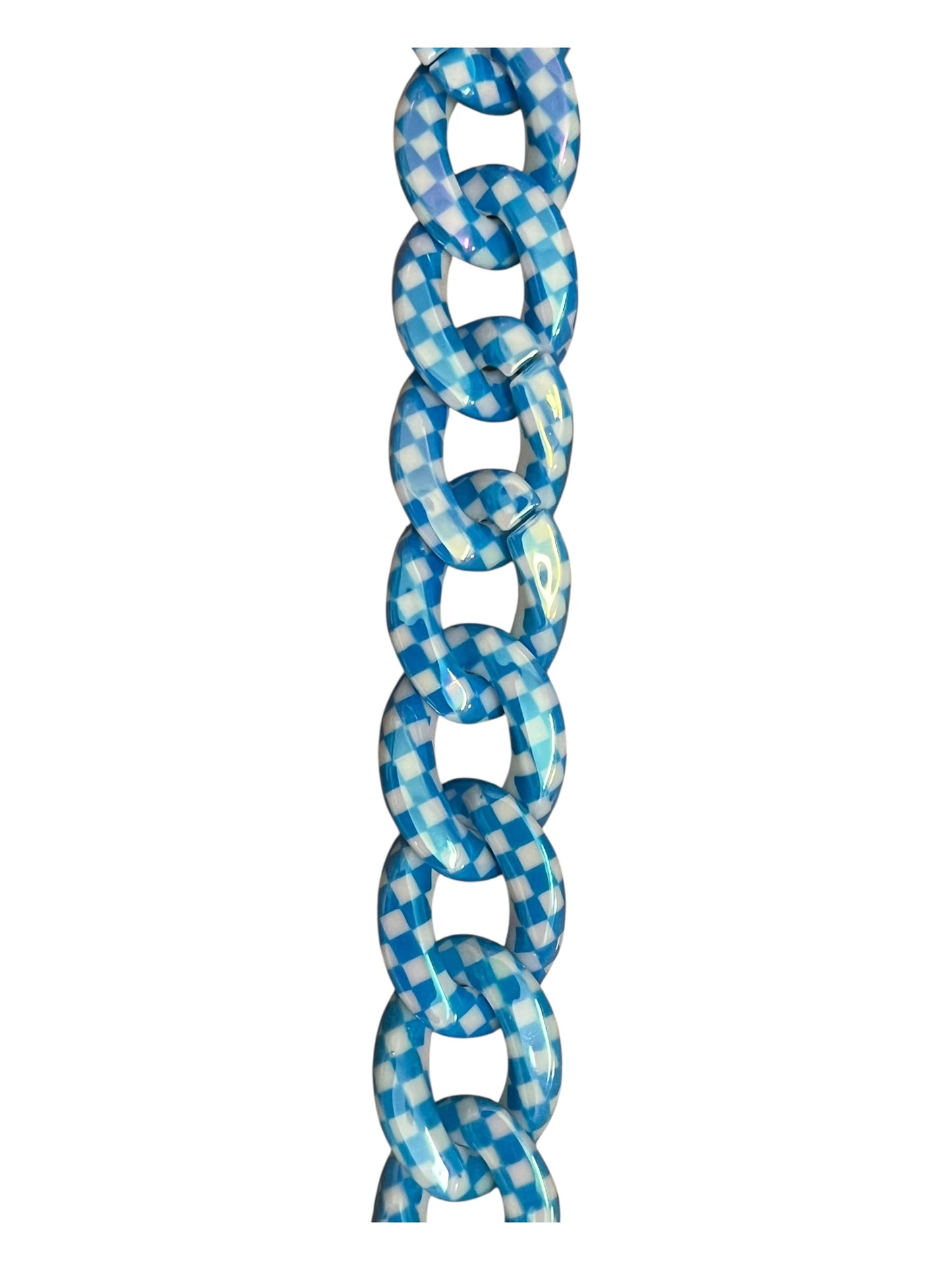 Blue and white checkered link hat Chain