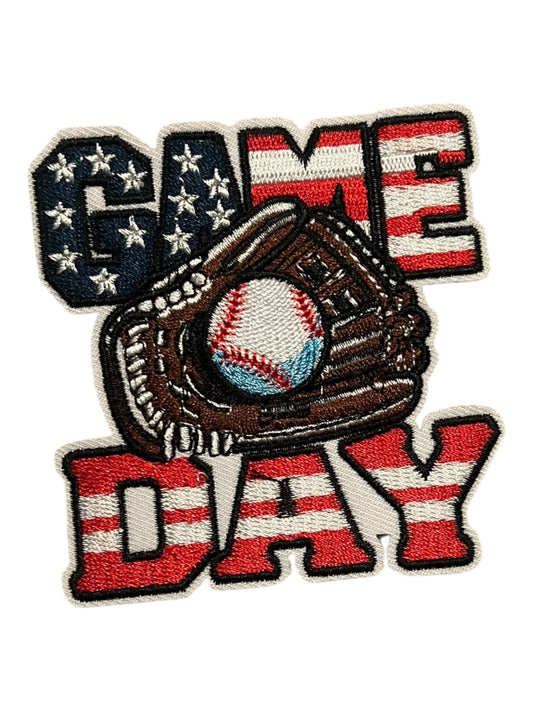 Red white  Blue game day baseball and glove