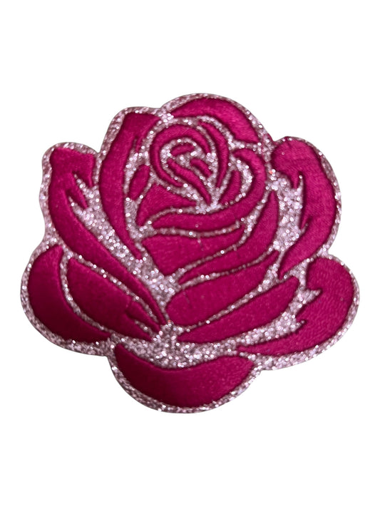 Dark pink rose with light pink glitter