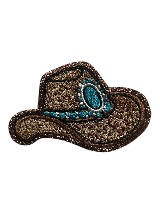 Turquoise and leopard cowboy hat