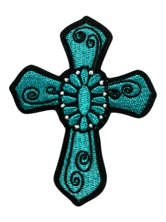 Turquoise squash blossom cross