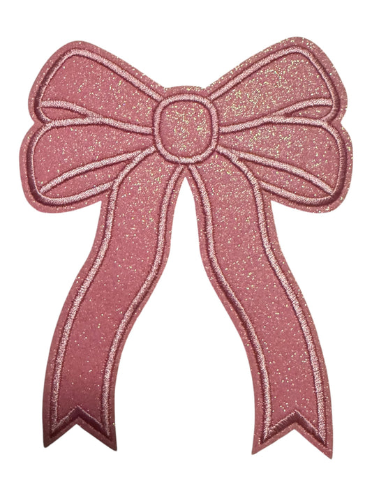 Pink glitter bow 5”  heart