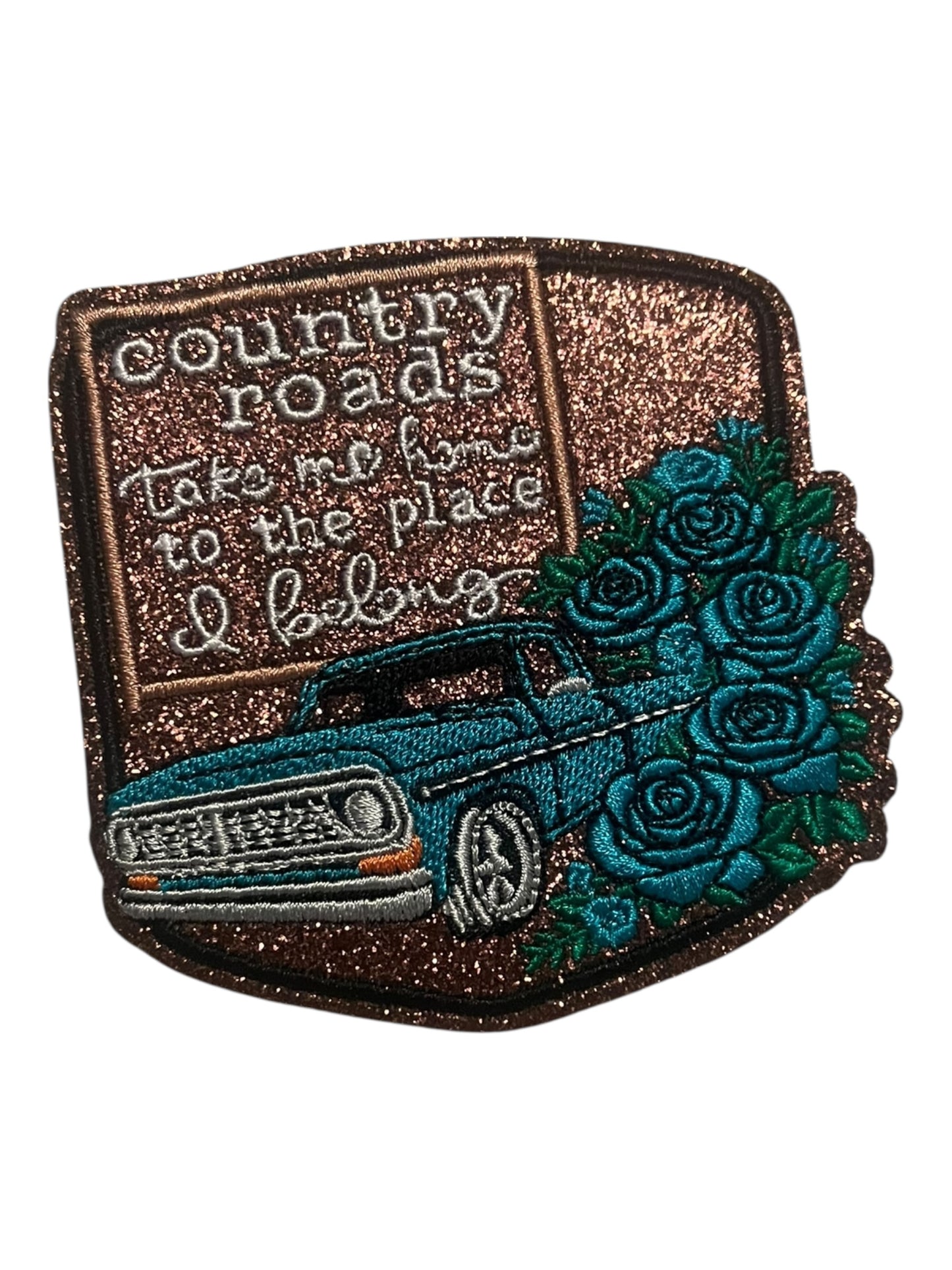 Country Roads Take Me Home turquoise truck