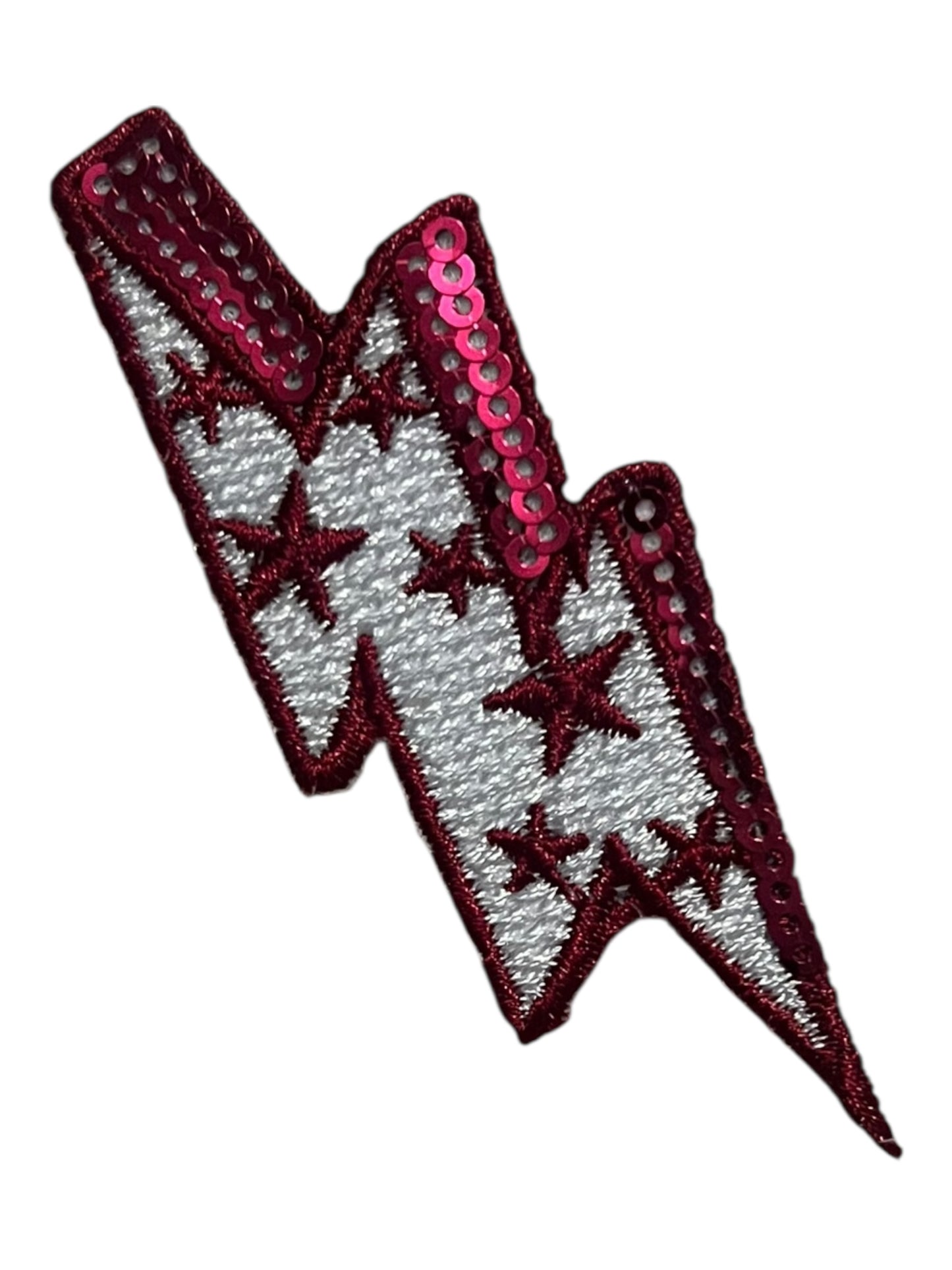 Burgundy sequin and star lightning bolt