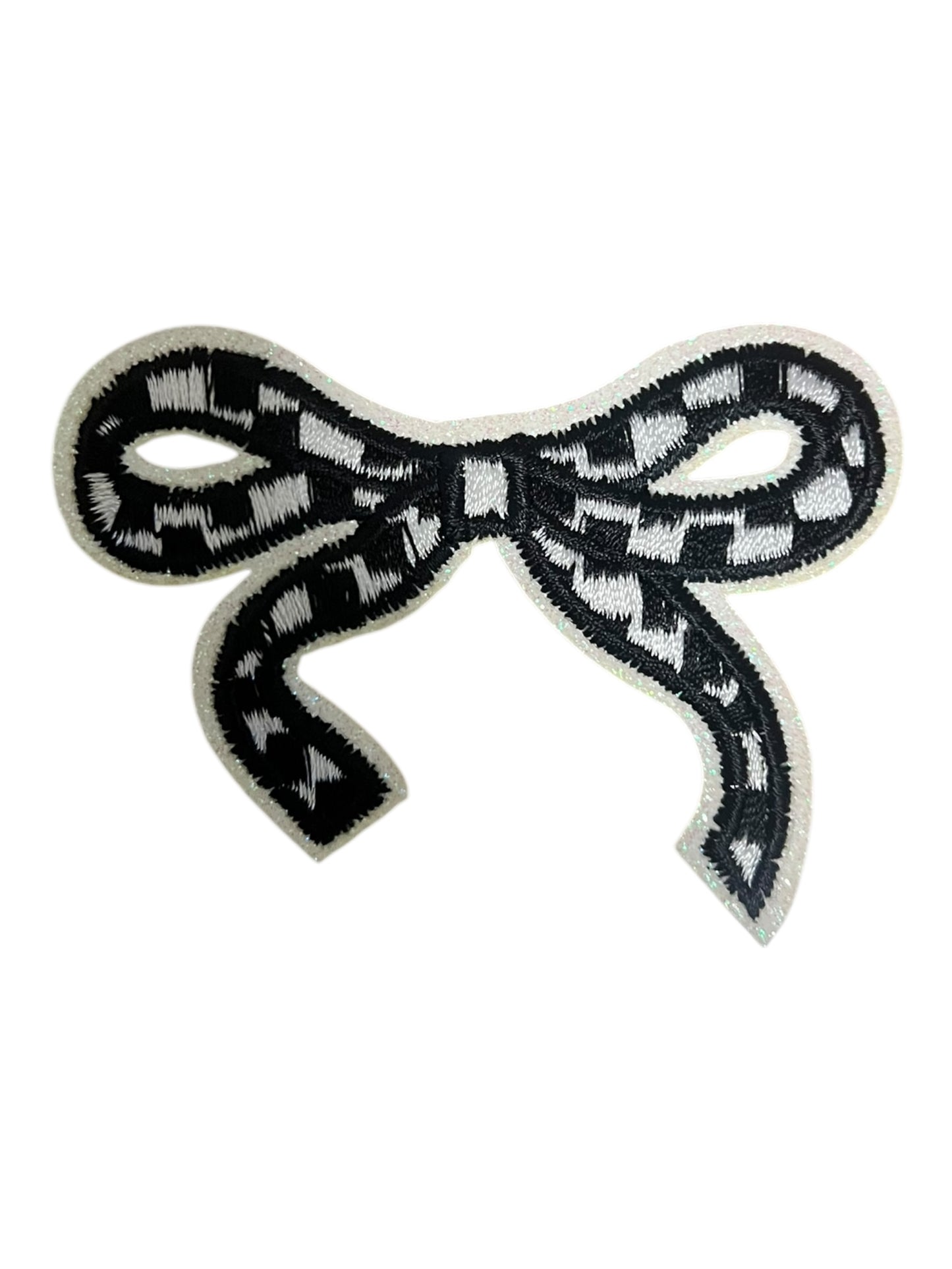 Checkered glitter bow knots