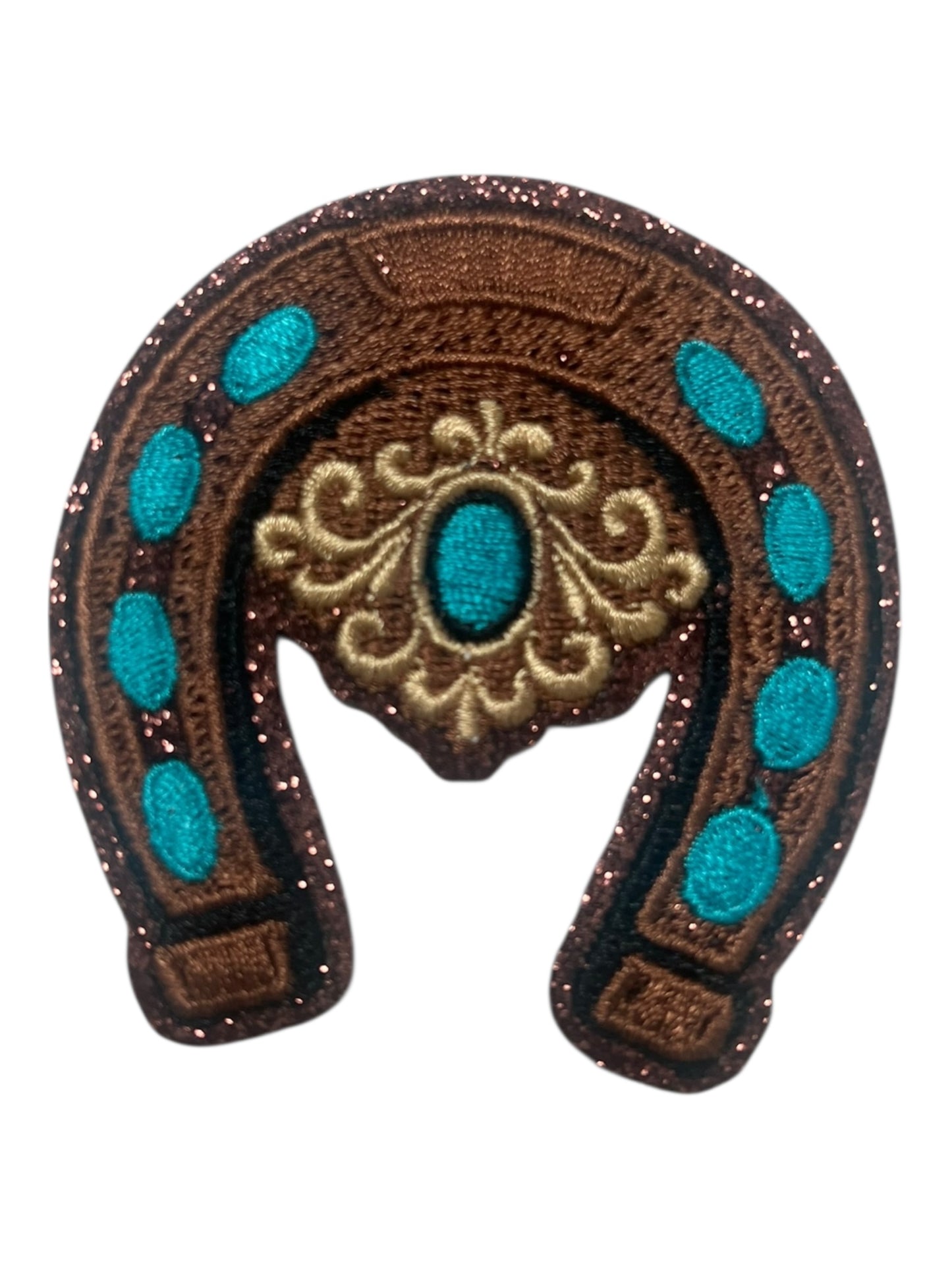 Bronze horseshoe with turquoise