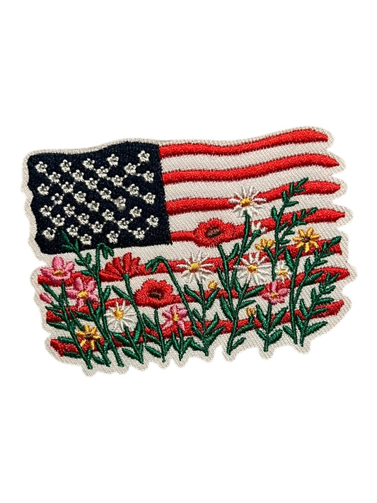 American flag with flowers