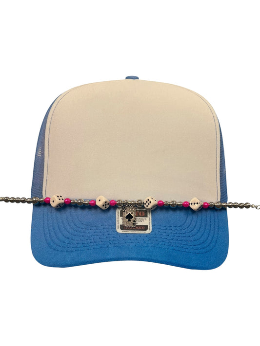 Silver beads with dice Hat chain