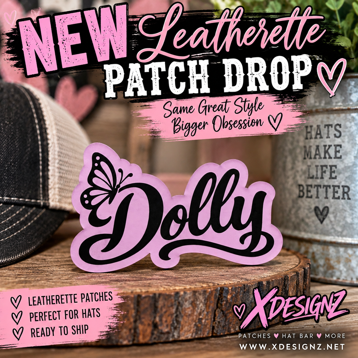 Dolly with butterfly lavender leatherette