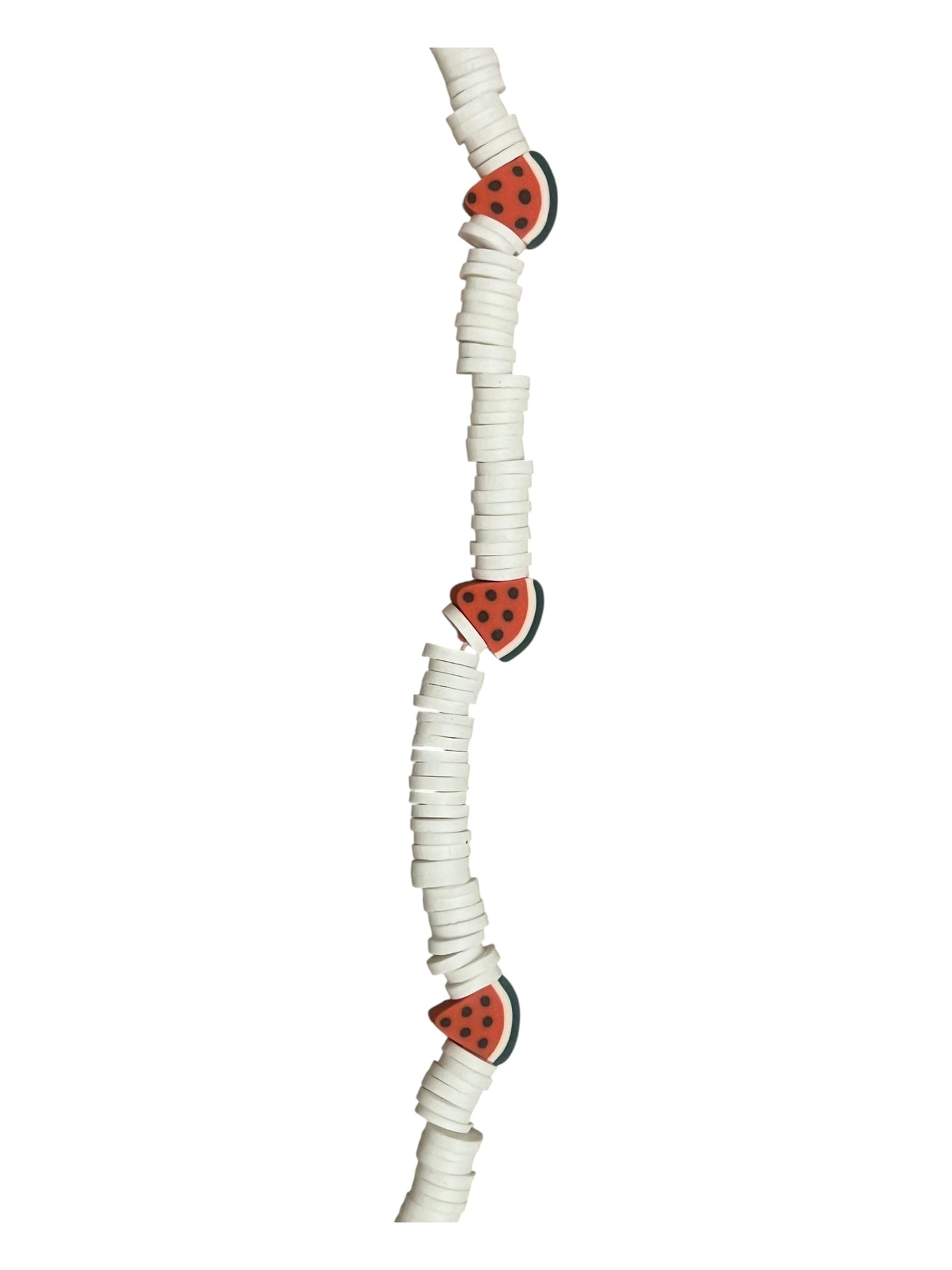 White with watermelon  beads hat chain