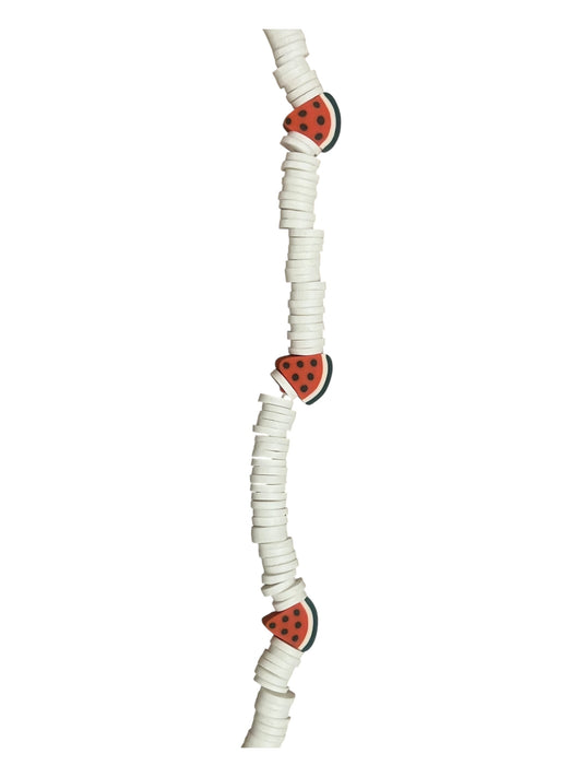 White with watermelon  beads hat chain