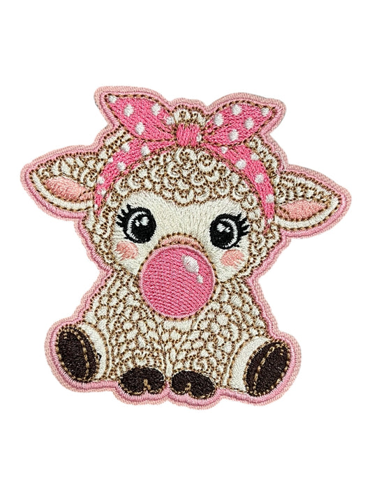 Baby lamb with bubble pink bow