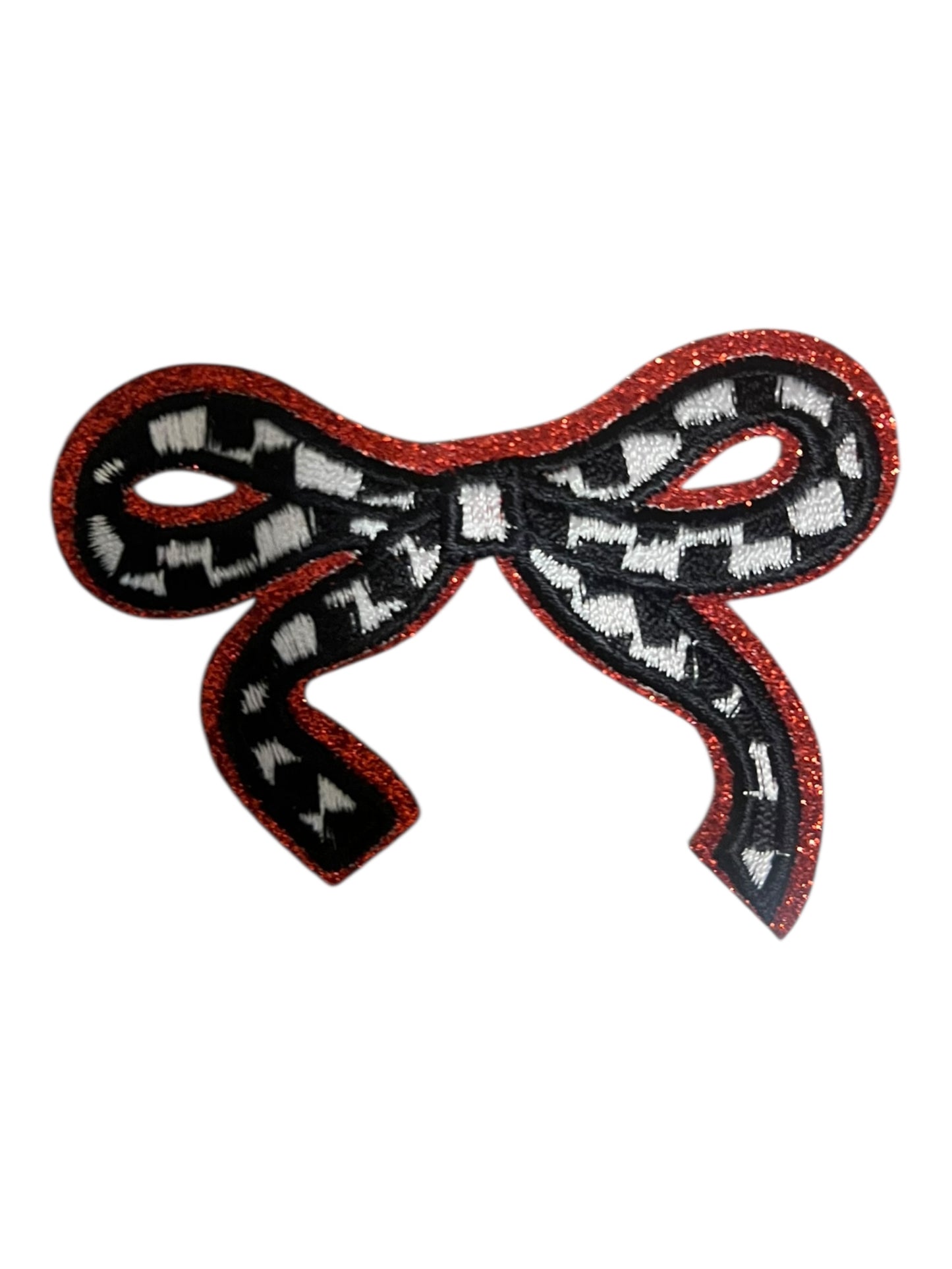 Checkered glitter bow knots