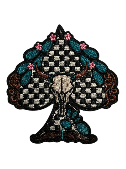 Steer head checkered spade