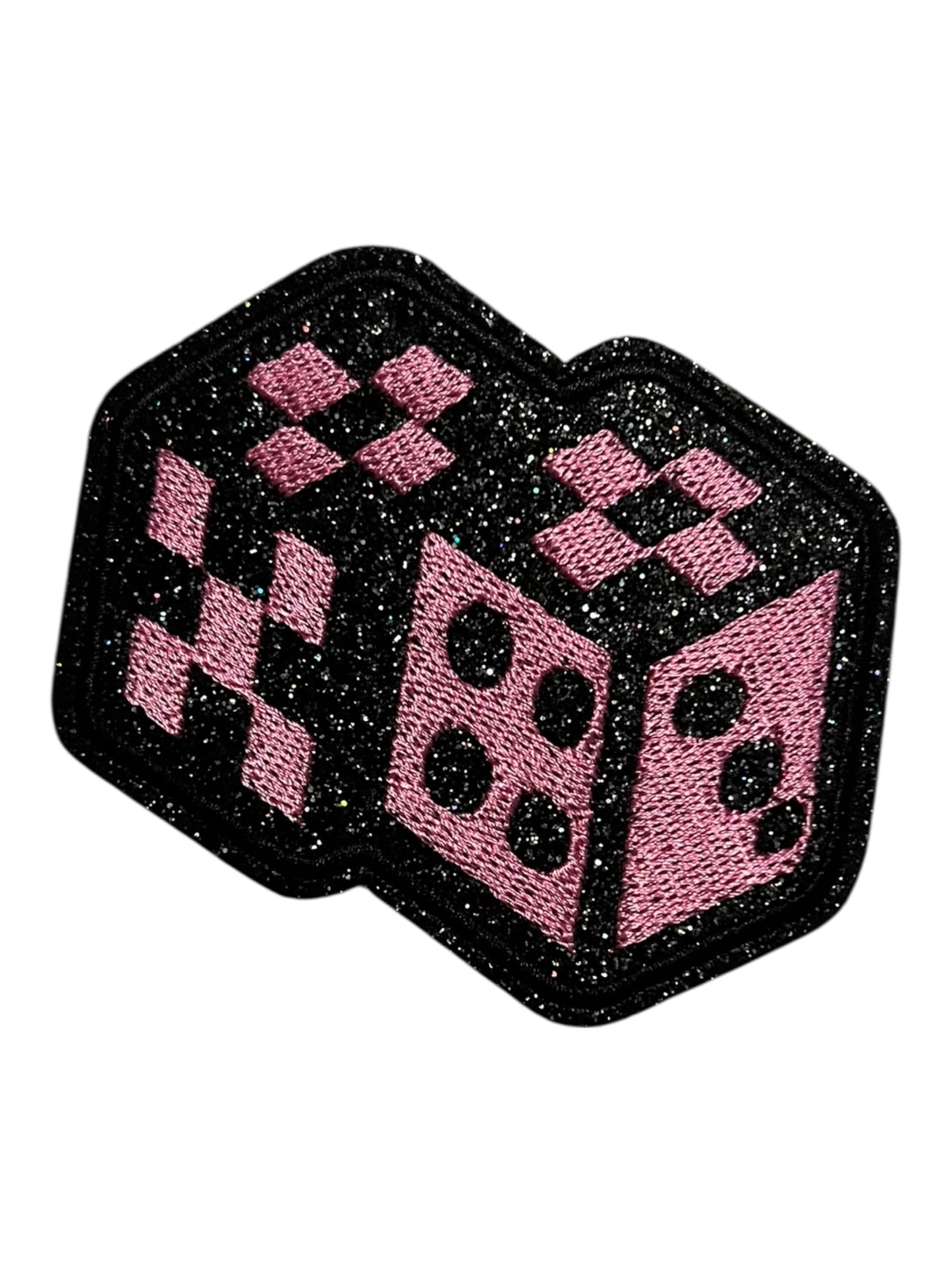 Dice with black glitter