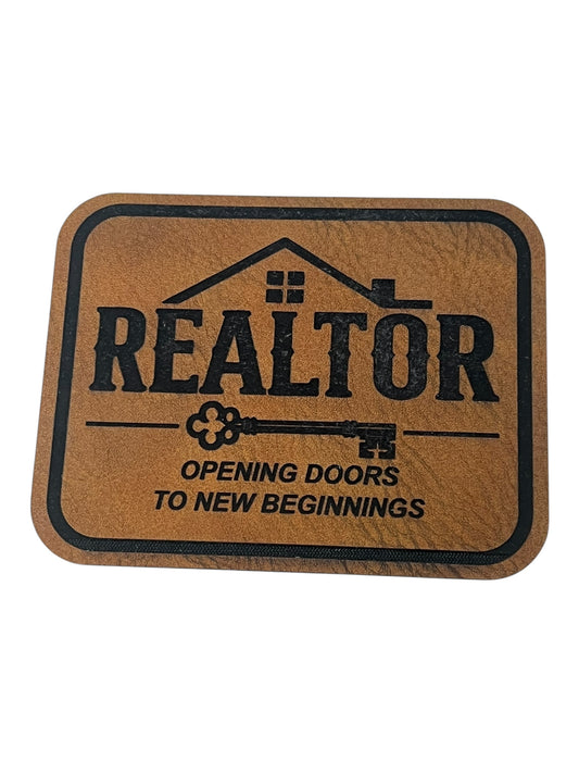 Realtor opening doors to  new beginnings leathrette