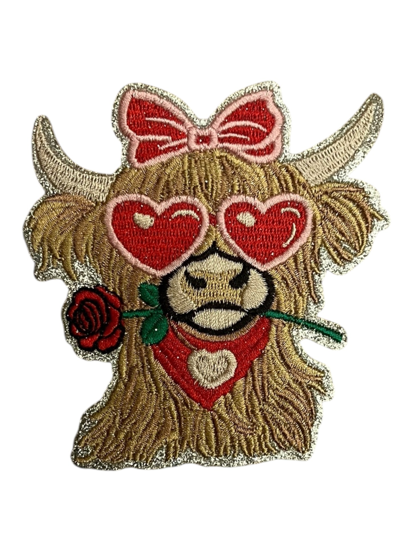 Cow with heart glasses  and rose