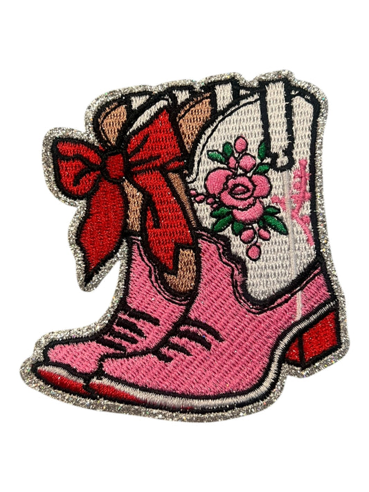 Cowgirl boots with ribbons and flowers