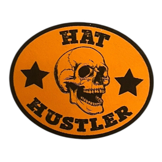 Leatherette Hat Hustler Iron on Patch