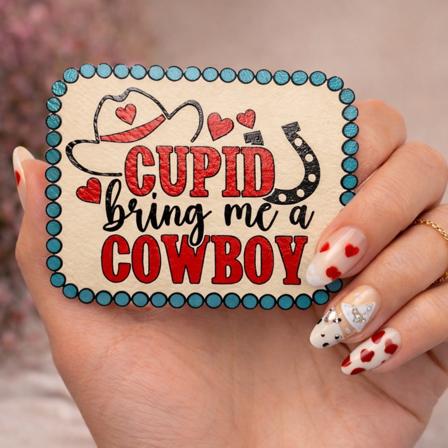 Cupid Bring me a Cowboy Leatherette Hat Patch