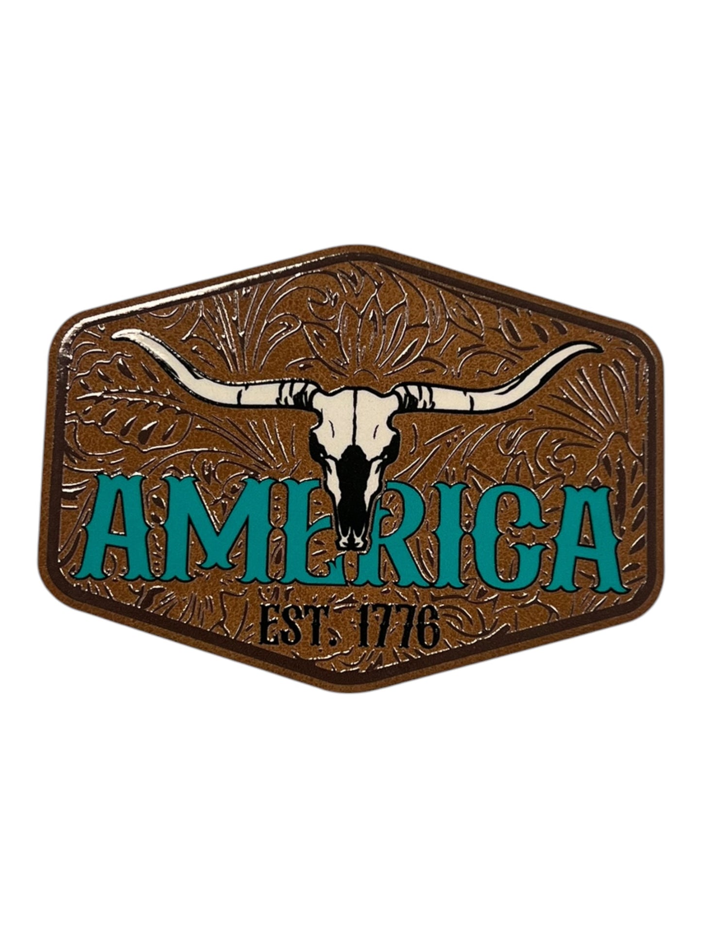 America Longhorn Leatherette Patch