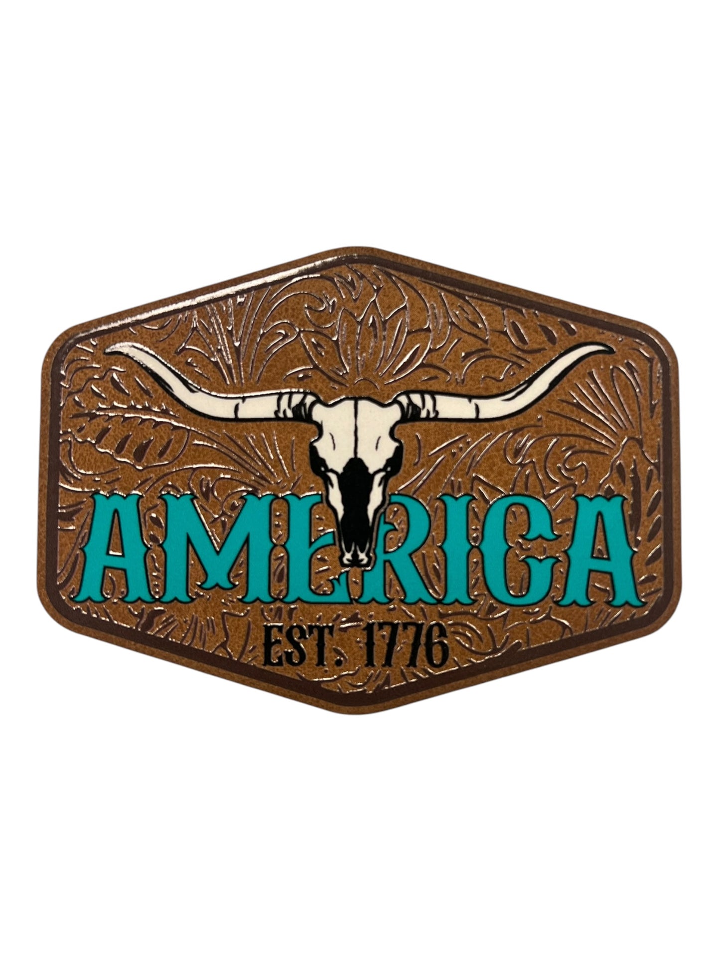 America Longhorn Leatherette Patch